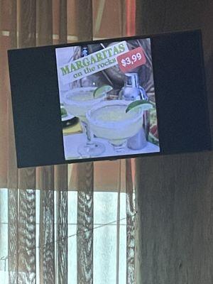 Special on the screen - $3.99 margs