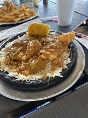 Saturday Special: Crawfish étouffée with fried catfish