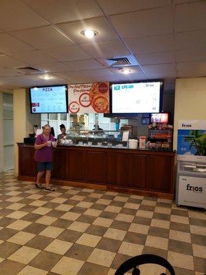 Pizza and ice cream counter