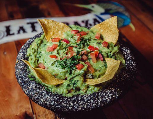 GUACAMOLE      Made fresh in La Terraza's kitchen served in a traditional Aztec stone plate "molcajete" with fresh avocados, chopped onion