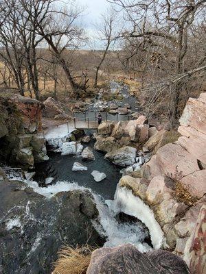 Looking down from the falls.