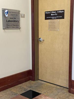 Entrance to Nephrology Group Lab