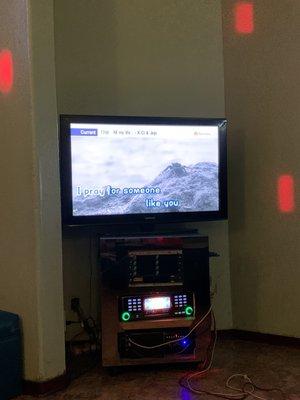 Tv and karaoke machine in our room