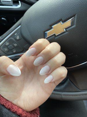 French nails with white base.