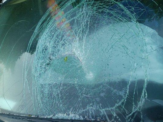 Shattered windshield