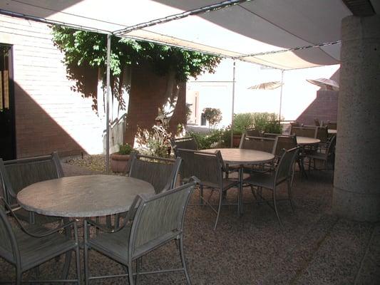 Shaded patio for additional dining