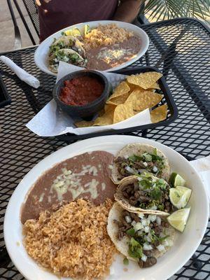 Carne Asada Taco combination plate;