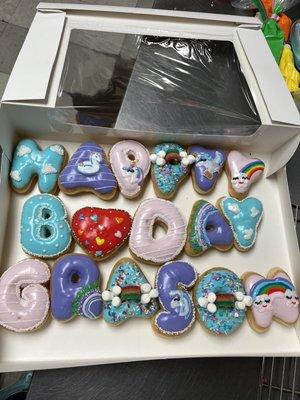 Unicorn theme birthday donut