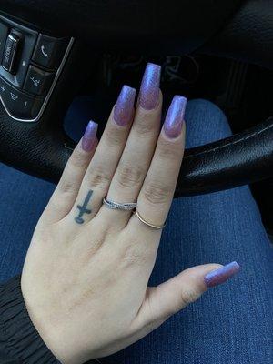 All I got today was a color change and file down! This was one of their new colors (gel)