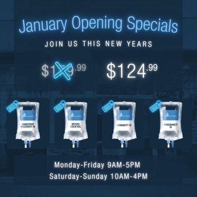 New Years opening with great prices.