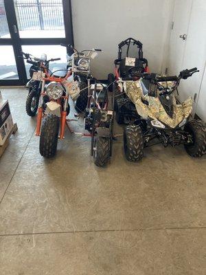 Mini bikes and go-carts. They usually have some UTV's as well.