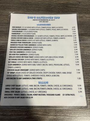 Updated menu