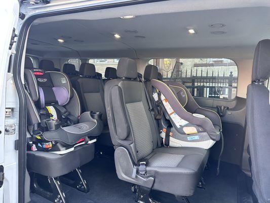 Up to 4 car seats can be accommodated.