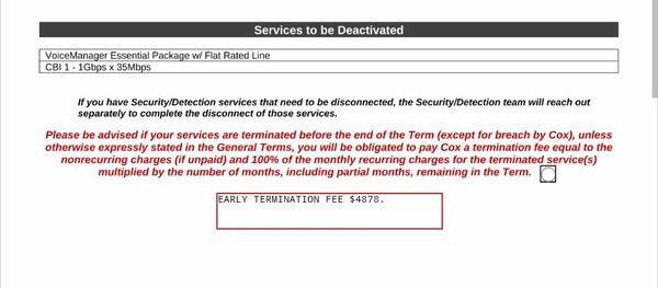 Personal information was removed for privacy. This is the early termination fee that has to be paid without exception.