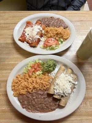 Flautas and Enchilada Plate