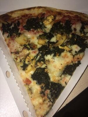 Spinach and mushroom pizza