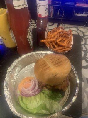 Bacon Cheeseburger and Gigi's Sweet Potato Fries