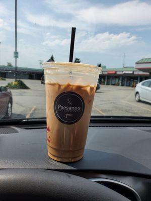 Bomb AF in-house made chai latte with oat milk