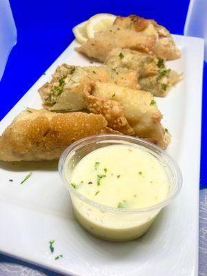 Stuffed Salmon egg rolls