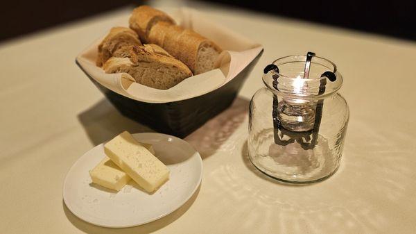 bread service with sea salt butter