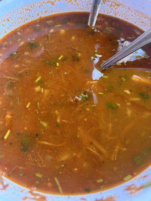 Birria with a whole lot of cilantro and onions to give it flavor but wasn't successful.