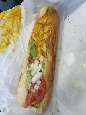 NY Jet sub with tiger sauce and onions