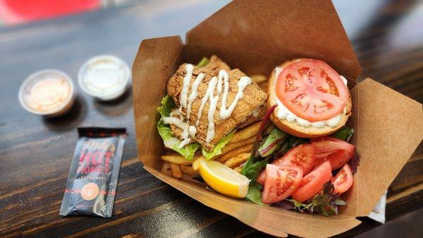 Fried fresh cajun catfish sandwich