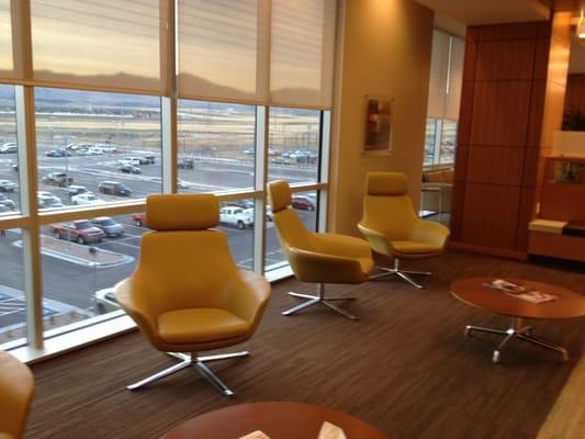 Nice, modern waiting area with nice swivel chairs