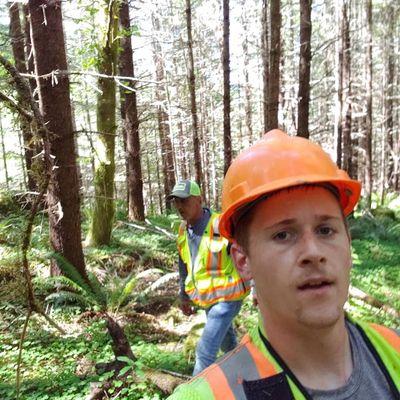 Some of our crew running a traverse in the woods in Hamlet Oregon 2018