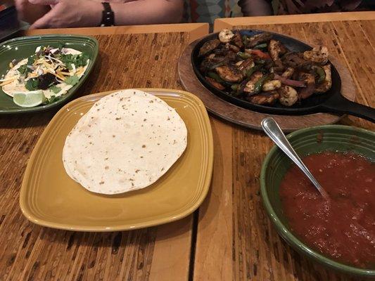 Combo fajitas with chicken, beef and shrimp!