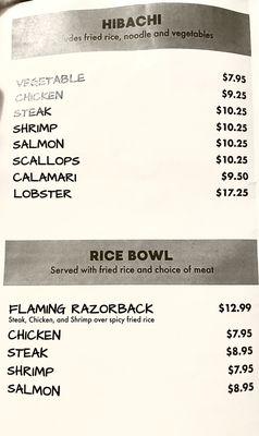 Hibachi and rice bowls