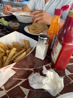 Chimichanga and fries .