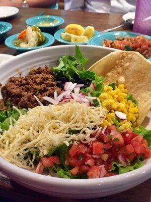 Taco salad off of the lunch menu.