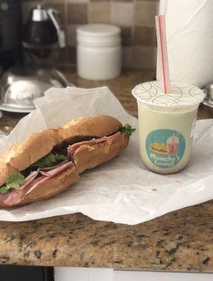 Special Combo Banh Mi and Strawberry Matcha Latte