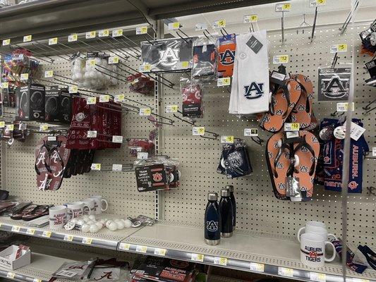 Alabama and Auburn merchandise