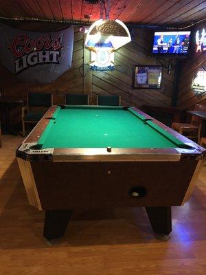 Two pool tables.