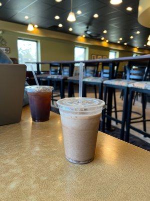 Iced mocha and americano