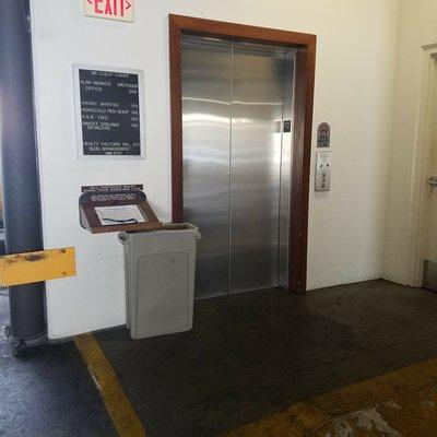 The 2nd floor parking lot elevator. The downstairs door might be locked