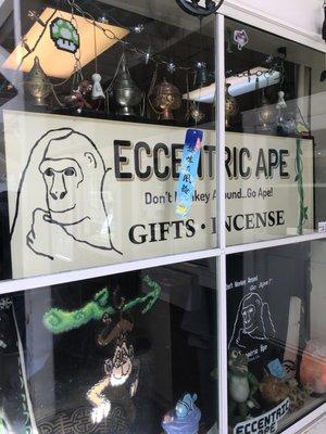 Eccentric Ape sign in the window.