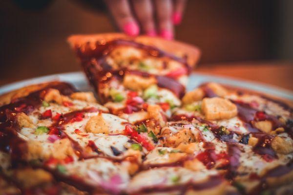 Staceys BBQ pizza on regular crust