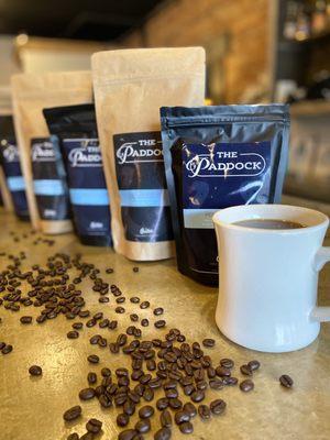 Enjoy a rich cup of drip in house or pick up a bag to brew at home!