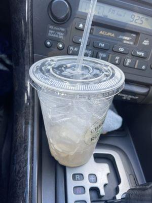 Iced filled to the top. Barely any liquid and hardly any coffee flavor in there. Overpriced for what I got!!!