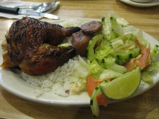 Chicken, Maduros, White Rice, Salad with Frijoles (Not Shown) lunch special