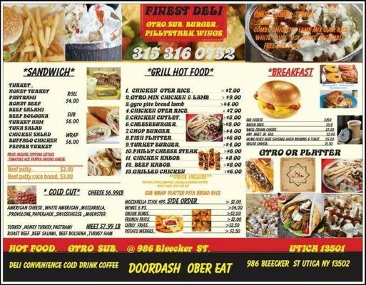 Our menu