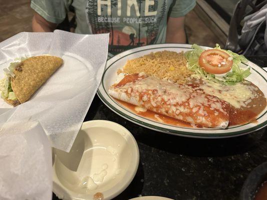 3. Taco, Burrito, Mexican Rice And Refried Beans.