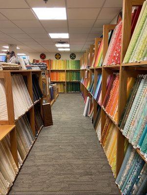 The main fabric display wall