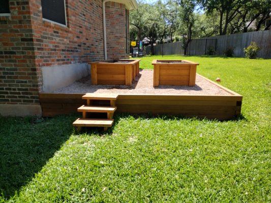 Garden area with custom garden boxes