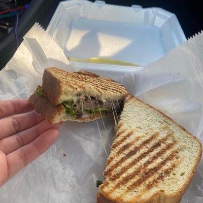 Toasted roast beef with provolone, onions, & lettuce.