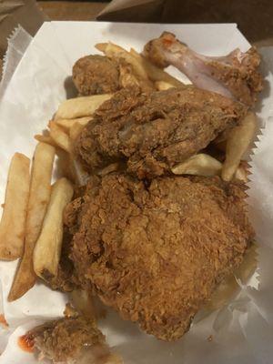 I just ordered from this Harold's, this chicken is nasty. And taste like it's been refried . It has that burnt taste.