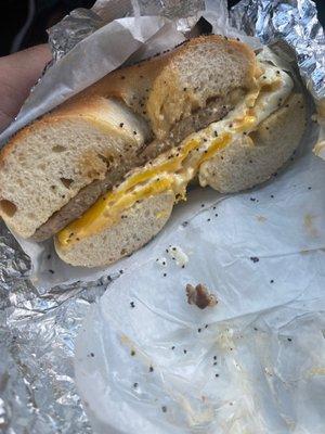 Sausage egg and cheese that took 25 minutes to make.